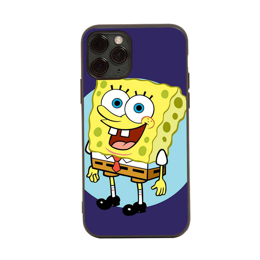 PB6 SpongeBob Black Sofe Case for iPhone 16 15 Plus 14 13 Pro 8 SE XR XS Max P30 Nova 5T Y5P Y6 Y7 Y8P Y9 Realme C30 C33 C31 VIVO Y36 V27