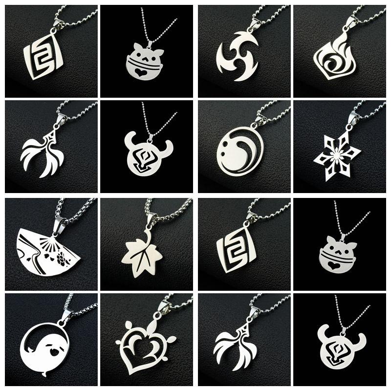 Genshin Impact кулон ожерелье подростковое милое аниме мультфильм призрак ожерелье из нержавеющей стали для мужчин женщин ювелирные аксессуары подарок