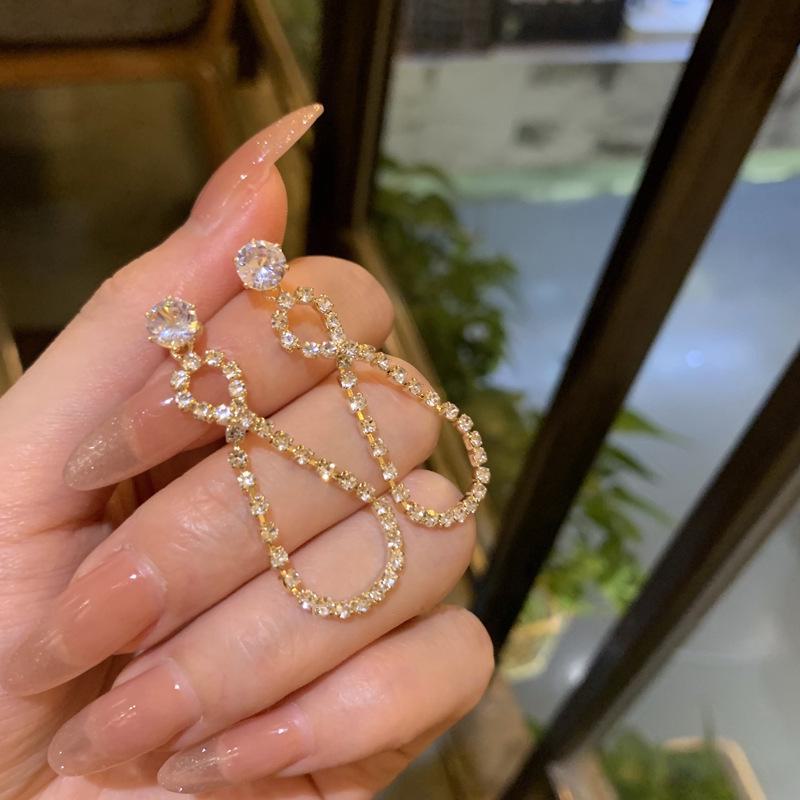 Великолепные модные длинные серьги-богини 2025 года с бриллиантами - сверкающая серебряная игла для женщин