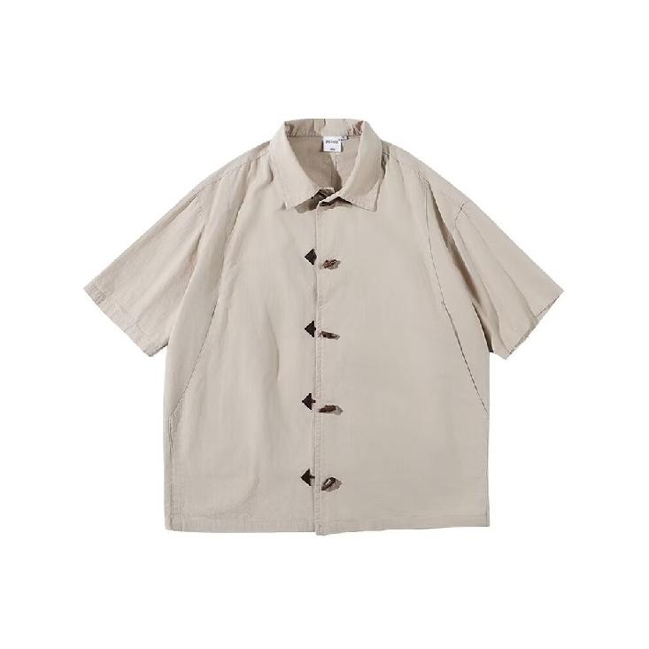 2024 Новая ретро-рубашка для летней мужской одежды, гонконгский стиль, студенческая свободная, маленький и популярный дизайн, забавный мужской топ, верхняя одежда