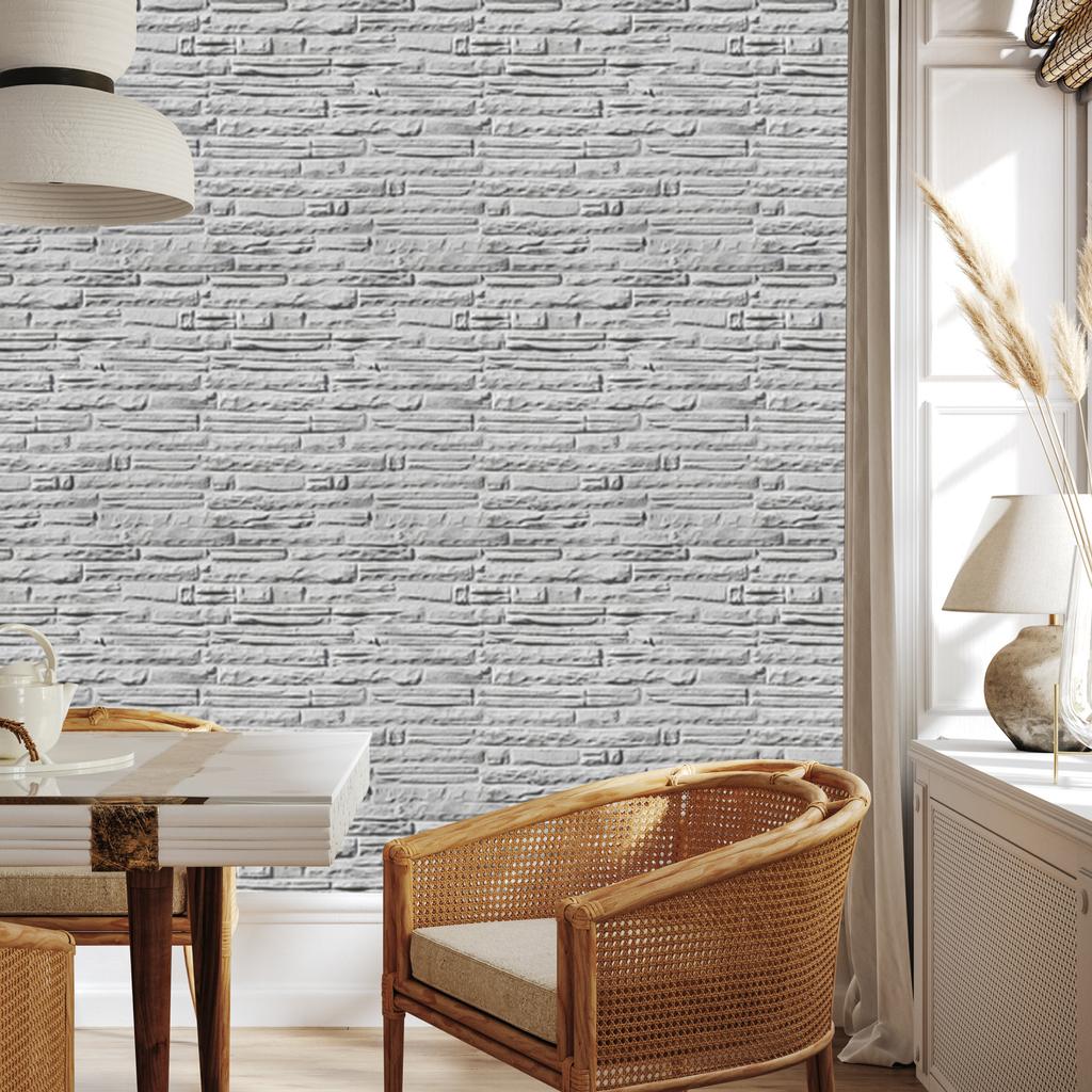 Light brick wallpaper with a 3D effect for the living room and bedroom 50x1000