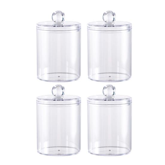 2/4Pcs Cotton Swab Holders Bathroom Storage Boxes with Lid Large Capacity Transparent Design Cotton Ball Floss Jar Containers