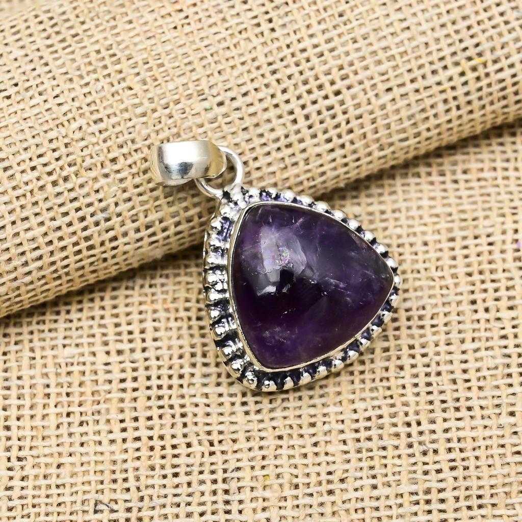 Amethyst Gemstone Handmade 925 Sterling Silver Adorable Pendant For Thanksgiving Gift