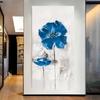 Абстрактные красные синие цветы Искусство Картина на холсте Современные цветы Пейзаж Искусство Плакаты и принты Настенная картина для декора гостиной