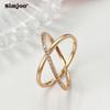 SIMJOO Женское кольцо с двойным кругом и цирконом в индивидуальном дизайне