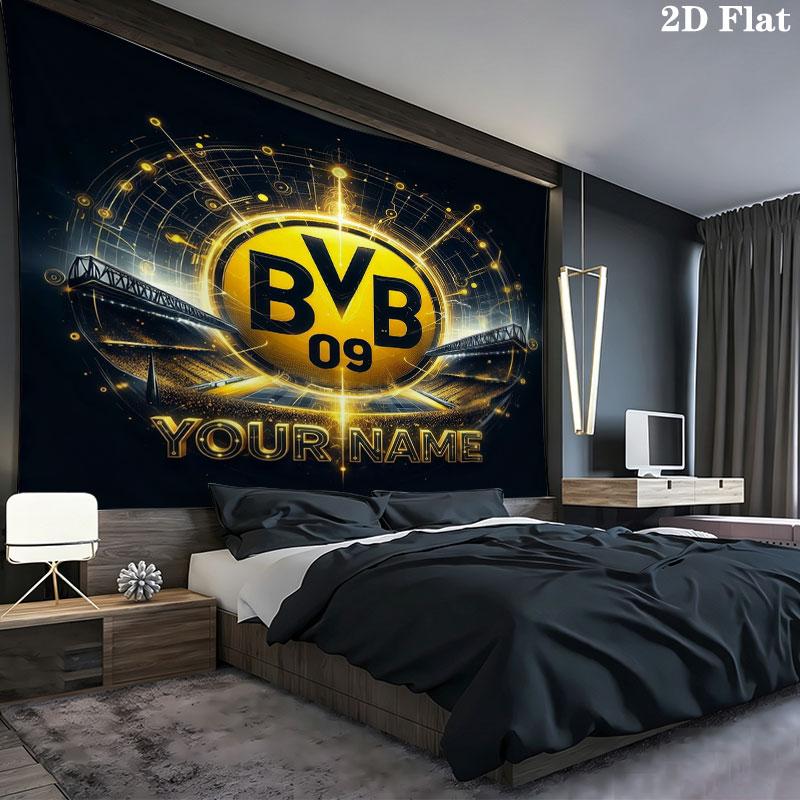 Borussia Custom Name Wall Tapestry Aesthetic Wall Hanging Printed Fabric Blanket Decorative Tapestries for Bedroom Living Room Home Decor
