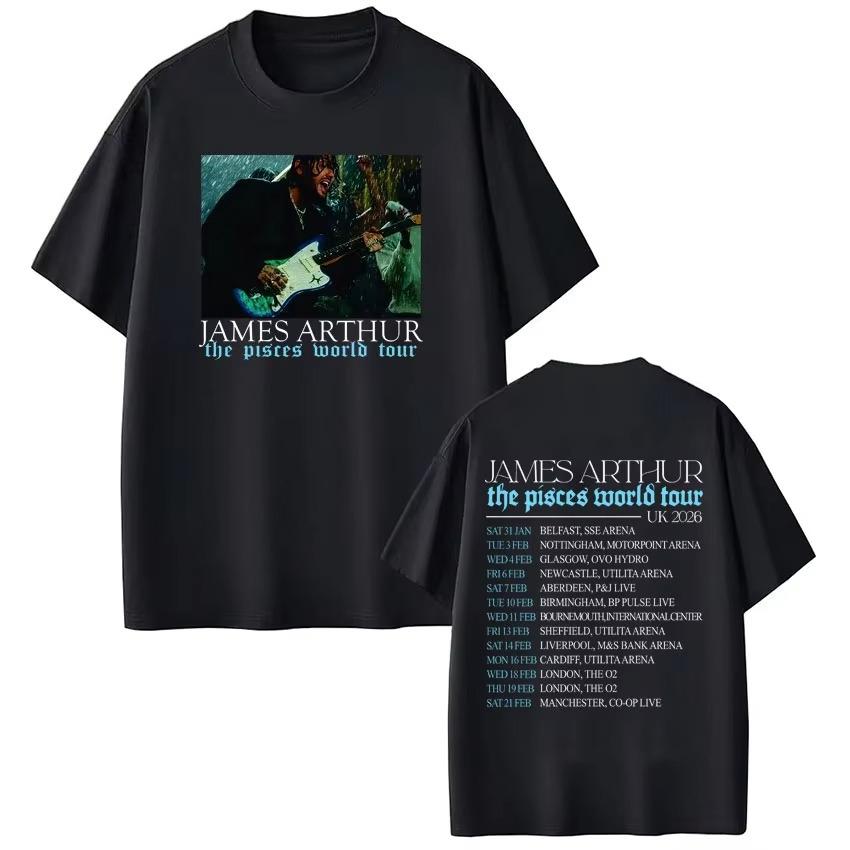 Rapper James Arthur Pisces World Tour 2026 Print Tshirt Unisex Women Hiphop Tshirt Casual pure Cotton Tshirts Streetwear