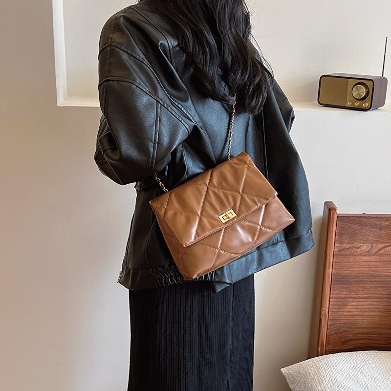 Фактурная сумка женская 2024 осень и зима новая мода осень и зима ромбовидная сумка-мессенджер мягкая кожаная сумка-тоут сумка-тоут