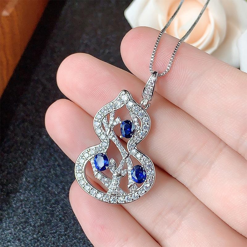 Комплект украшений ключица цепочка тыква серебряные серьги иглы 925 пробы кольцо инкрустированное темперамент ретро женский стиль