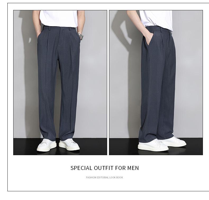 Мужские черные широкие повседневные брюки на весну и лето