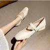 Fashion Cute Kawaii Mary Jane Shoes for Women 2024 White Ladies Summer Footwear Gothic Square Heels Low Heel Elegant Popular E Young 39