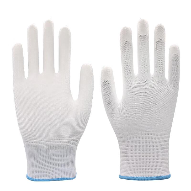 Coated Work Gloves, Protective Labor Wear, Dust-Free Summer Breathable Non-Slip Coated Layer, 508 Wear-Resistant Coated White, 12 Pairs/Large Size L