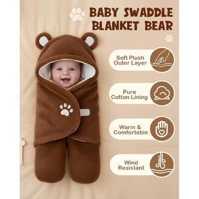 Пеленки Lilian&Gema для новорожденных, Детское одеяло-пеленка для новорожденных 0-4 месяцев, Милая пеленка-кокон с медвежонком для мальчиков и девочек, Плюшевые одеяла для приема
