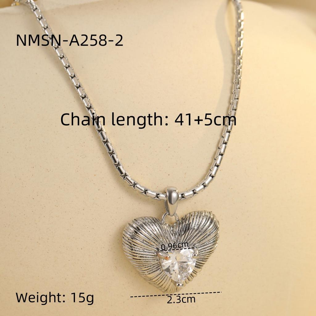 GEMCHIC Women's Heart Pendant Necklace Stainless Steel Cubic Zirconia Geometric Chain Choker Fashion Jewelry Gift