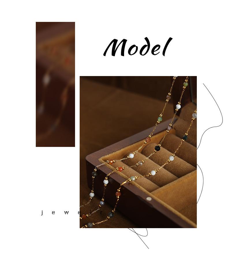 Универсальный комплект из 18-каратного золота и титанового ожерелья и браслета с натуральным камнем