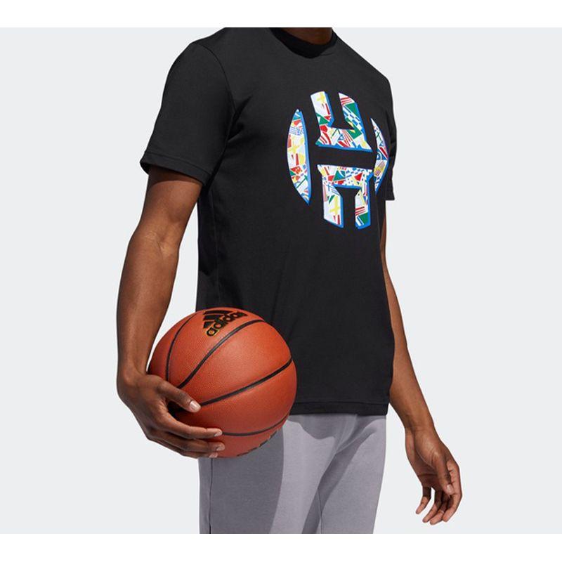 Adidas Мужская спортивная баскетбольная футболка с логотипом Harden с коротким рукавом, черная DX6934