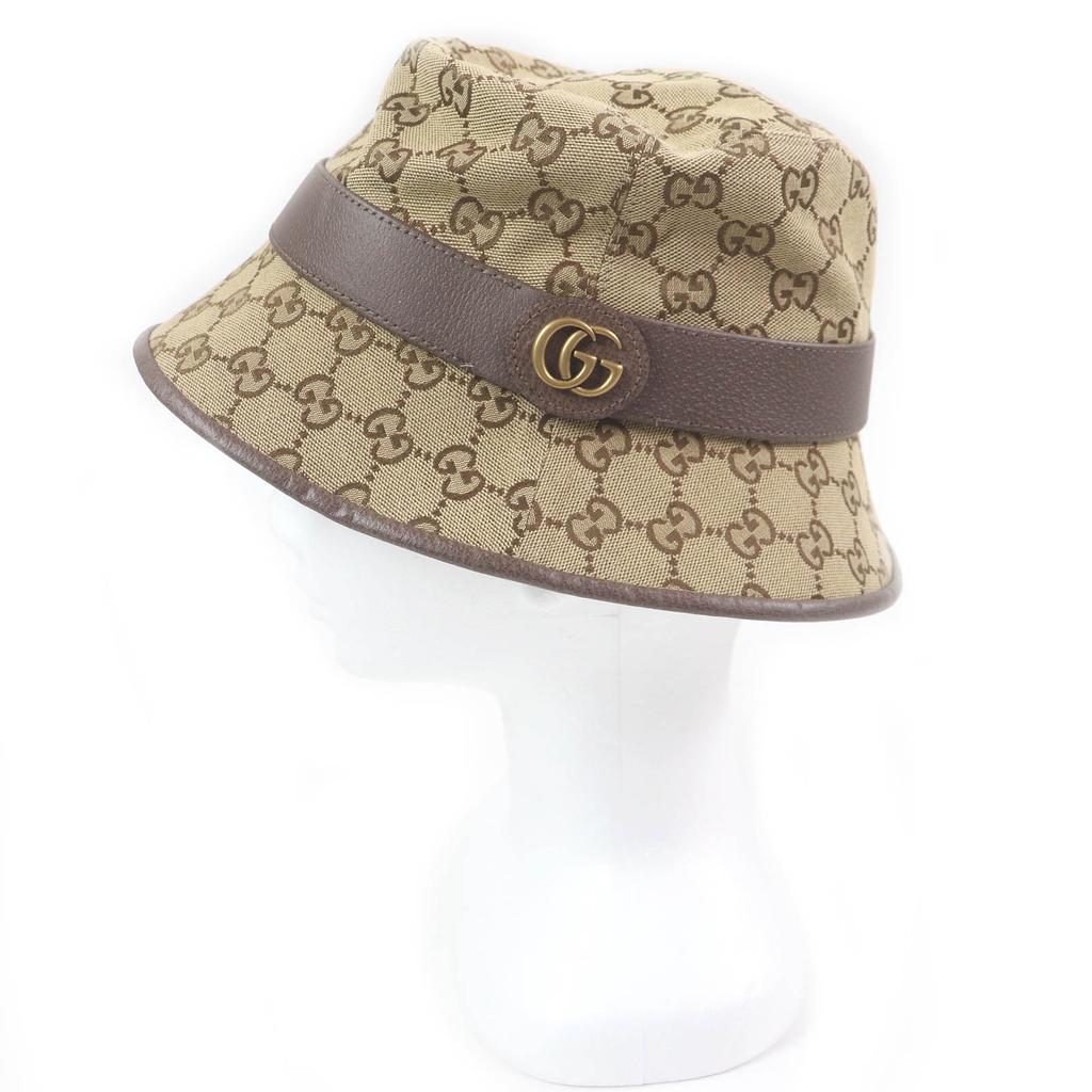 Excellent GUCCI hat GG canvas bucket beige cotton mens 576587 Used