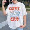Coffee Club Pattern Coffee Enthusiast Gift Retro Coffee Club T-shirt Food Aesthetics Fashion Y2k Top Summer Cotton