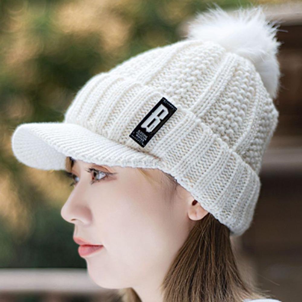 Keep Warm Knitted Hat Thickened Warm Visor Hat Fashion Winter Cap Women