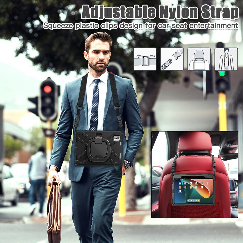 Portable Tablet Cases for 11.0'' Xiaomi Pad 5/Pad 5 Pro 5G Case Mi Pad5 Cover Shockproof Fundas Silicone+PC Rotate Stand Shell