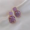 1 Pair Women Earrings Shining Rhinestone Oil Drip Geometric Decor Europe And America Decoration