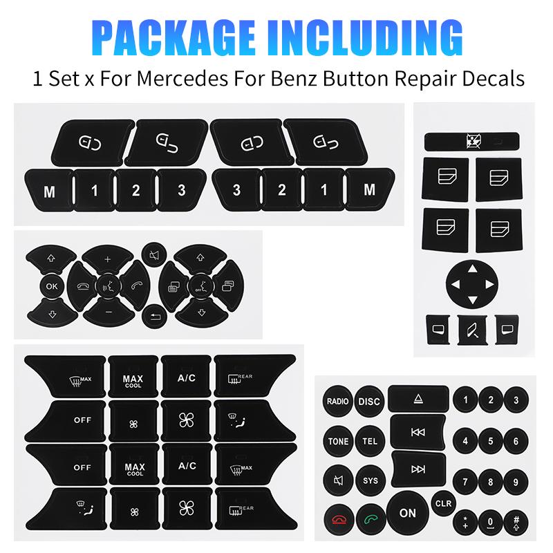 Car Center Console Button Repair Stickers Set for Mercedes Benz C-Class SLK CLS SL GLK A B E-Class W204 C204 W218 W212 W176 W246