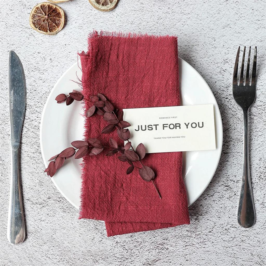 24 шт. салфетки ручной работы из ткани с бахромой 12,5x12,5 дюймов, многоразовые мягкие деревенские хлопковые салфетки для ужина на свадьбу