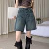 Wide Leg Denim Shorts Women All-match Denim Pants Trousers Chic Baggy Blue Jeans  Students
