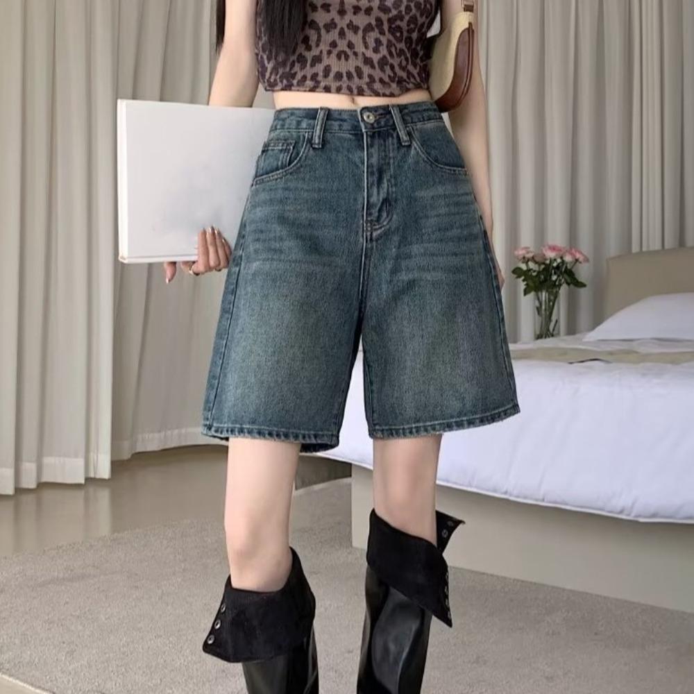 Wide Leg Denim Shorts Women All-match Denim Pants Trousers Chic Baggy Blue Jeans  Students
