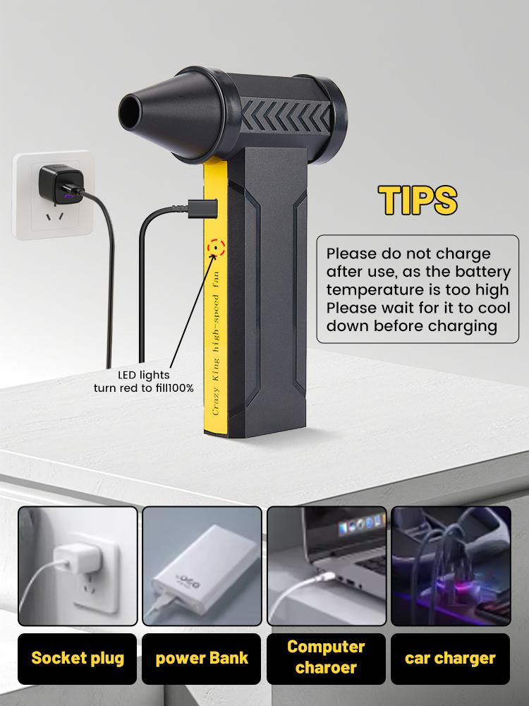 160000 RPM Brushless Turbo Jet Fan Outdoor Wireless Air Blower Wind Speed 60m/s Multifunctional Rechargeable Blower 10000mAh