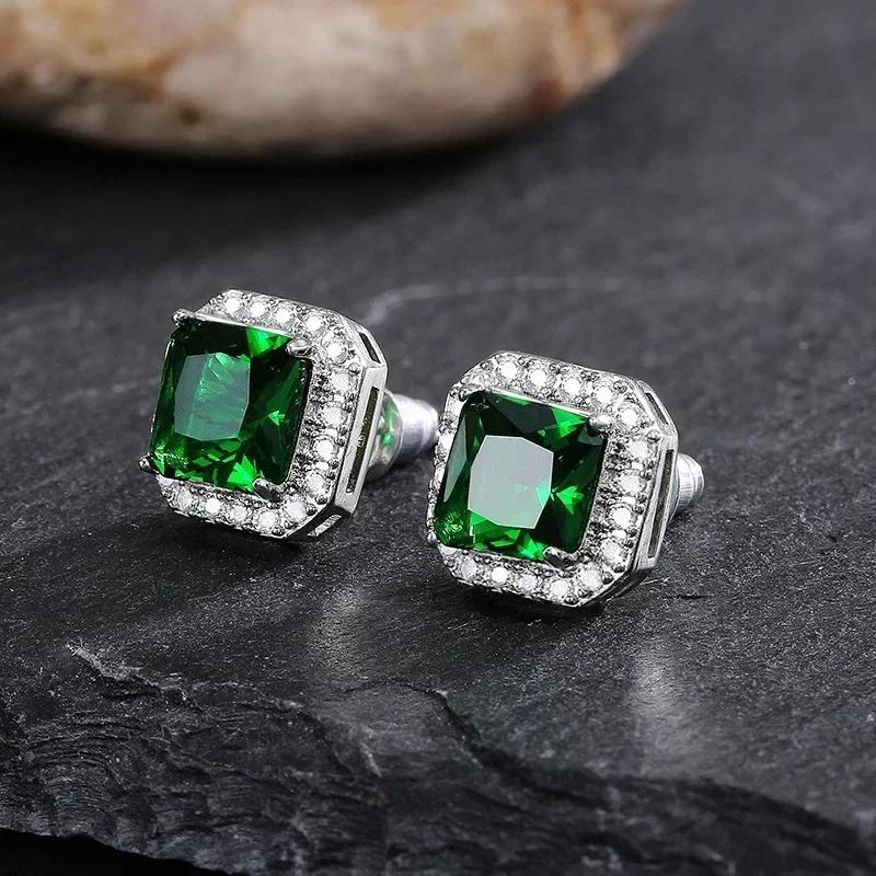 Fashionable Banquet Elegant Emerald Cubic Zirconia Earrings, High-end Inlaid Wedding Style Swaying Zircon Accessories