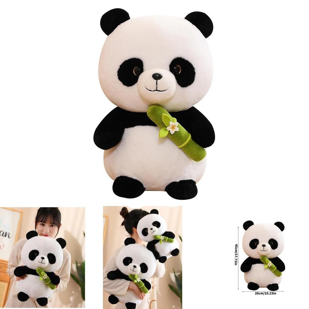 Adorable Cartoon Panda Plush Doll Toy With Short Fur And Pp Cotton Filling