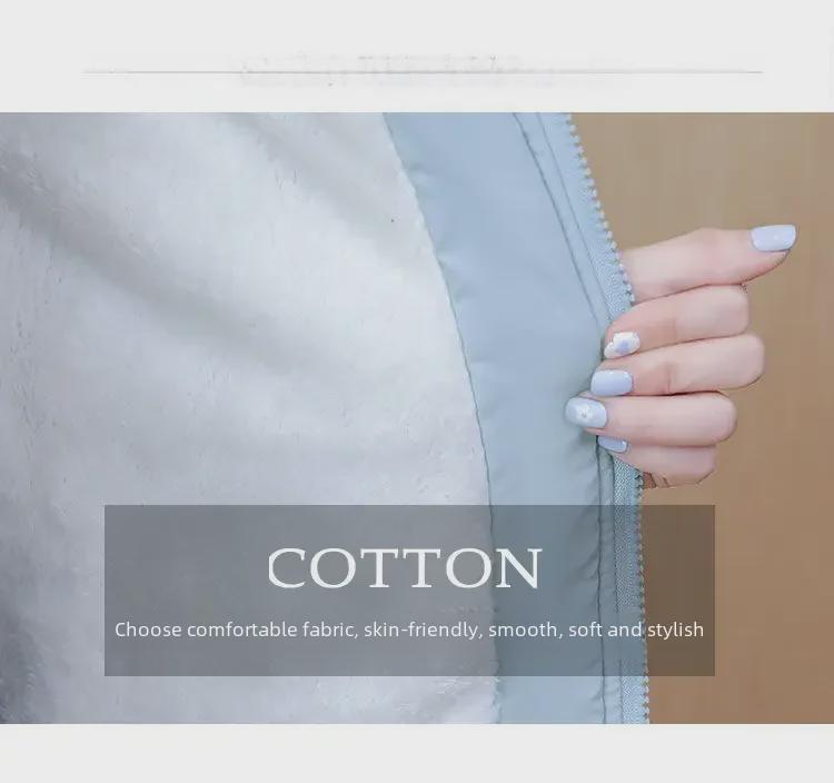 Женская облегающая ветровка с капюшоном - плюшевая и утолщенная, мода осень/зима 2023, средняя/длинная длина