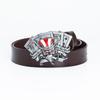 Ремень из сплава с черепом и серебряной пряжкой в виде игральной карты с пуговицами, модный молодежный ремень