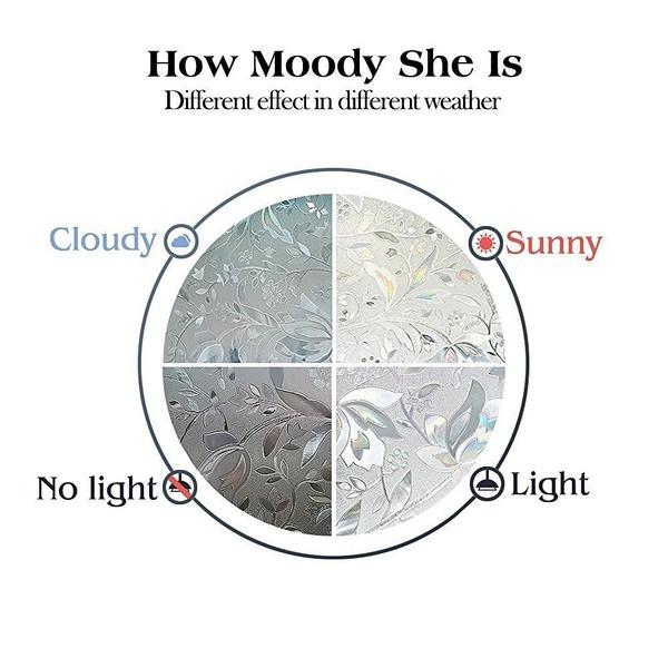 3D Anti-static Glass Sticker Glass Decoration Opaque Flower Film Home Window Vinyl Sticker Sticker Static Adhesive Adhesive Rainbow Sticker