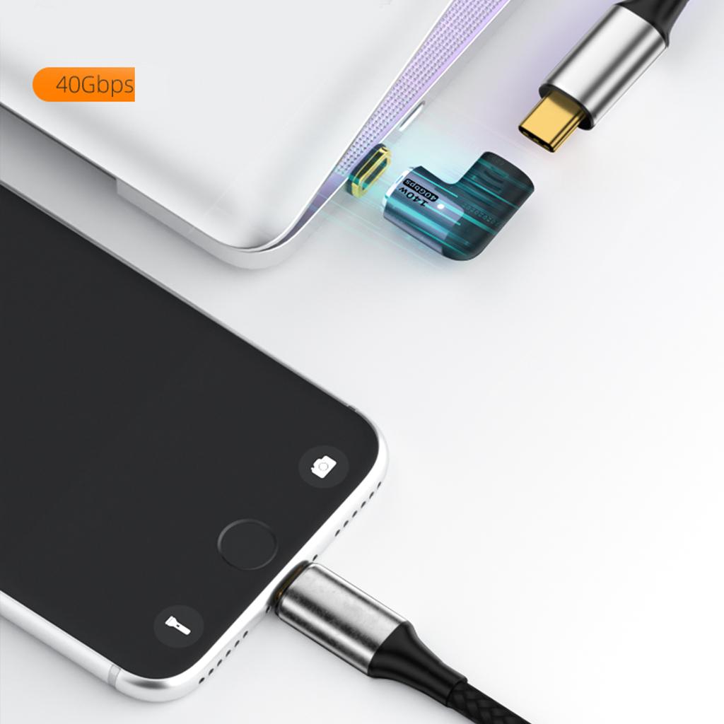 Магнитный адаптер USB-C Зарядное устройство типа C Преобразователь M/F PD 140 Вт Зарядка 40 Гбит/с Передача данных 8K60 Гц для видеоустройств TypeC