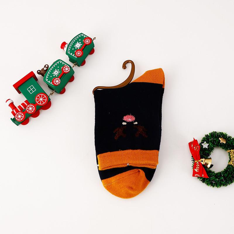 Женские рождественские мультяшные носки до середины икры - Красно-зеленые полоски, 100% хлопок, Осень/Зима, Идеальный подарок