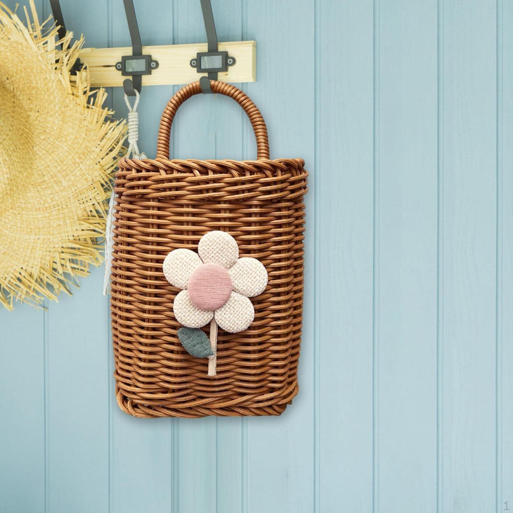 Подвесная корзина настенная для хранения плетеных мелочей многофункциональная декоративная ручная работа