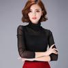 2023 Women's Slim Fit High Collar Mesh Long Sleeve T-Shirt – Spring/Autumn All-Match, Plus Size