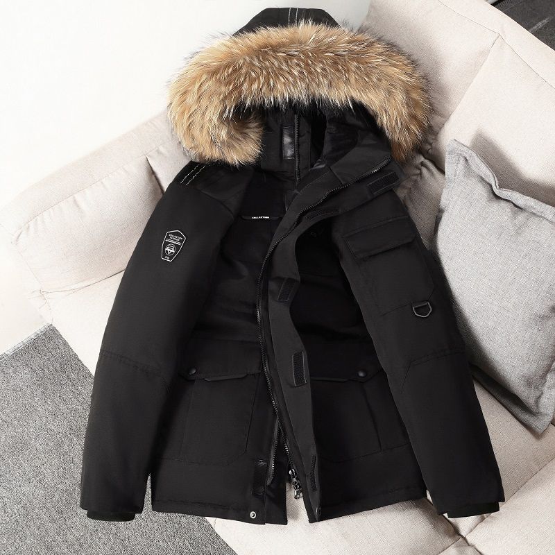 Down Jacket, Men's Thick Fur Collar, Tooling, Fashionable and Handsome