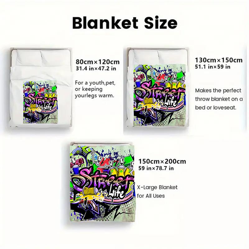 Street Art Graffiti 2D Flat Pattern Flannel Blanket High quality All Seasons Warmth and Comfort Perfect for Christmas Gifts.MMT0918319