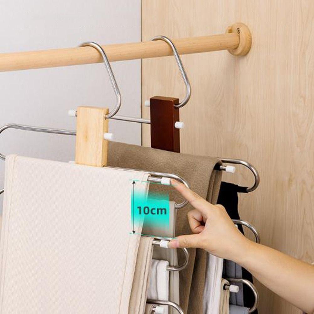 Stainless Steel Multi Tier Pant Hangers Anti-Slip Clothes Rack Pants Storage Rack  Closet