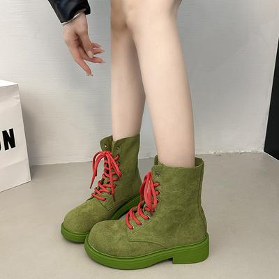 Ретро матовые ботинки Мартин на шнуровке женские осенние новые ботинки в стиле милитари на толстой подошве красивые ботинки-локомотивы