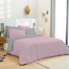 Complete Pack 6 Pieces Pink/Grey Reversible Duvet Cover for Bed 140 X 190 Cm