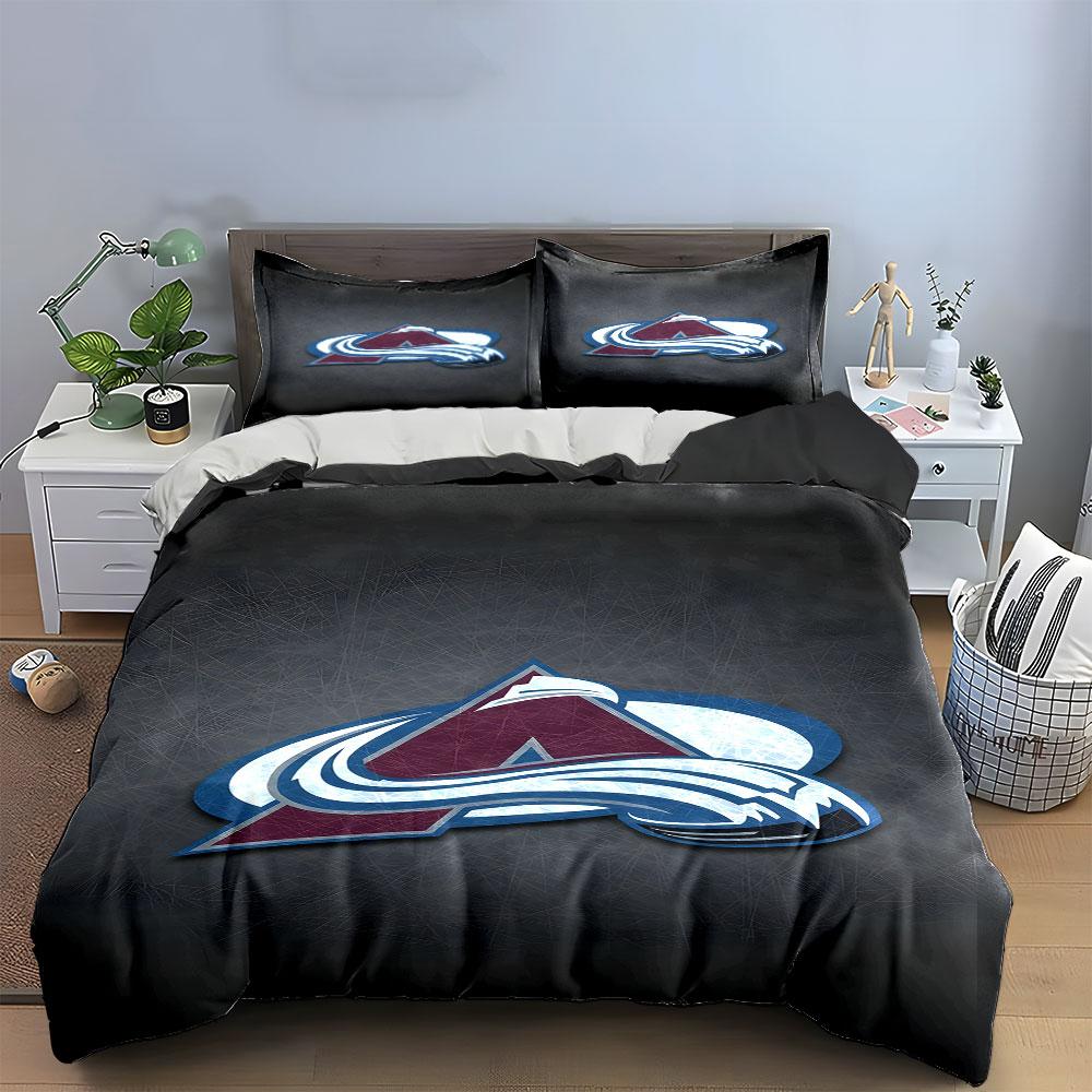 "Mountain Logo with Ice Design on Dark" Print Bedding Set Duvet Cover Pillowcases (1* Duvet Cover 2* Pillowcases Do Not Include Comforter)