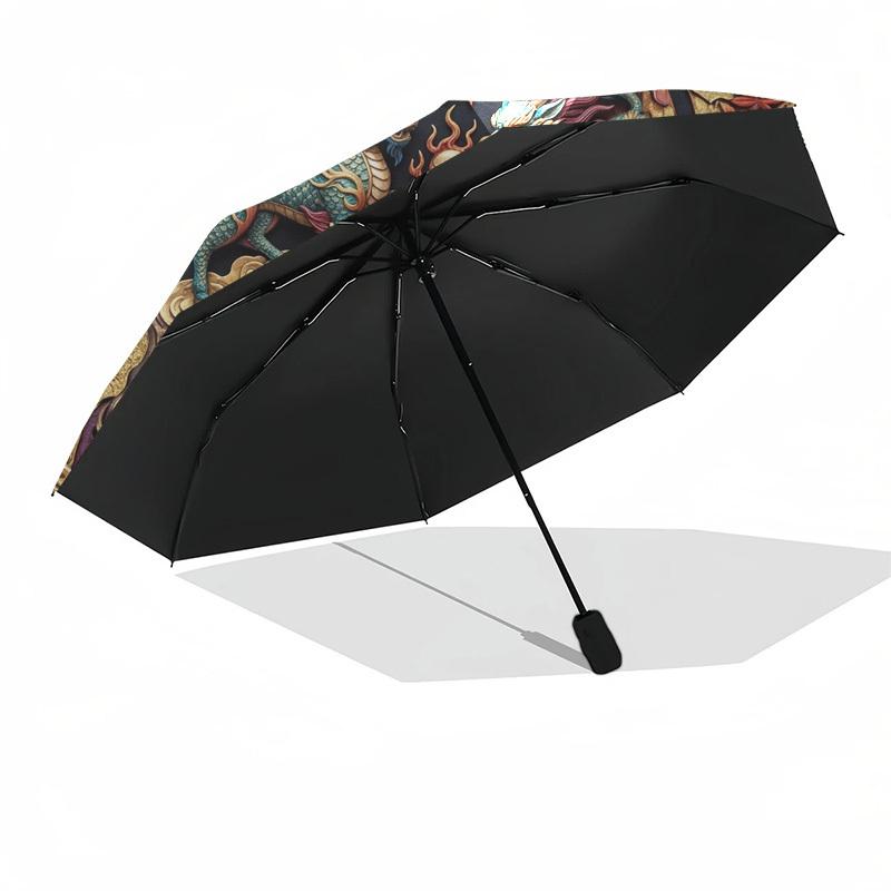 1pc Japanese Mythology, Dragons, Fox Spirits Umbrella with Plastic Handle,Compact & Stylish,Suitable for All Seasons YS331100