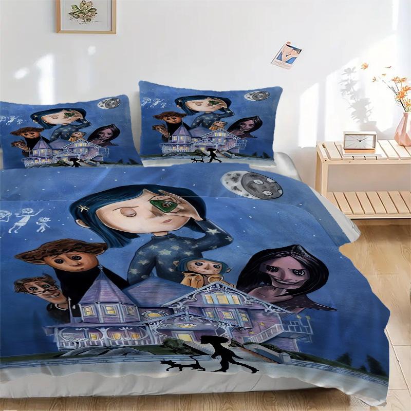 Moonlit Mansion Print 3Pcs Bedding Setduvet Cover With 2 Bedropillowcase Home Birthday Gift