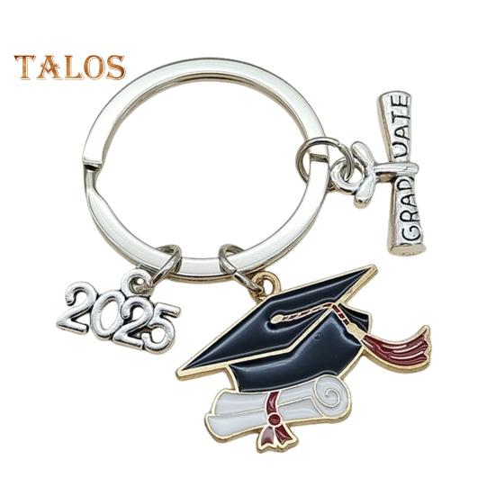Брелок для ключей в виде выпускной шапки, прочный металлический, класс 2025 года, выпускной бакалавр, шляпа, брелок, держатель, сумка, рюкзак, подвесное украшение
