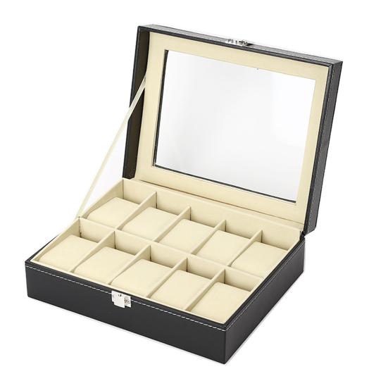 Коробка для хранения часов с прозрачным окном и замком, деревянный органайзер для браслетов, пылезащитный чехол для хранения ювелирных изделий из искусственной кожи
