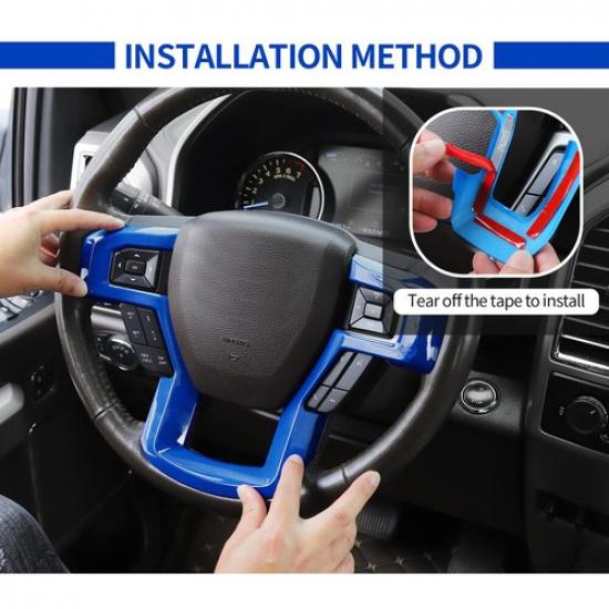 Blue Interior Steering Wheel Moulding Trim For 2015-2020 Ford F150 Accessories